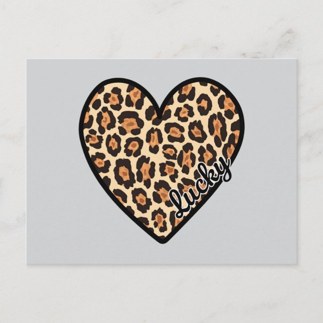 Postal Regalo del El día de San Valentín Cute Leopard Hea (Anverso)