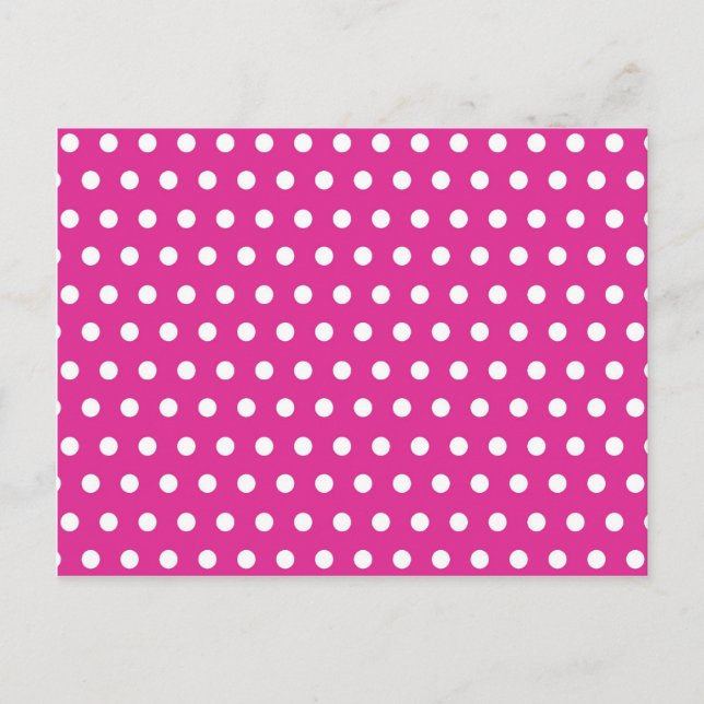 Postal Regalo del patrón de puntos de polka blanco y fucs (Anverso)