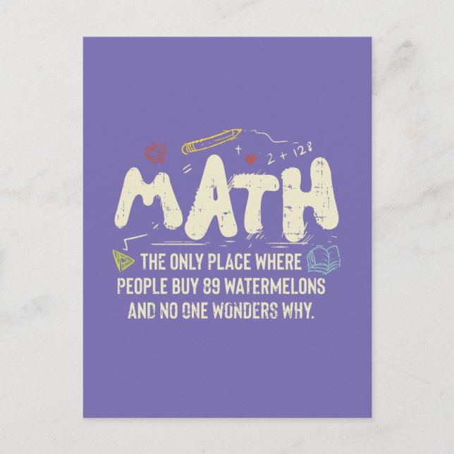 Postal Regalo del profesor de matemáticas (Anverso)