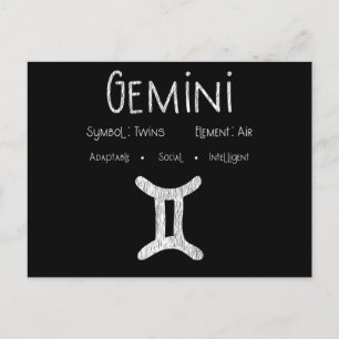 Postal Regalo del signo zodiacal Géminis retro para amant