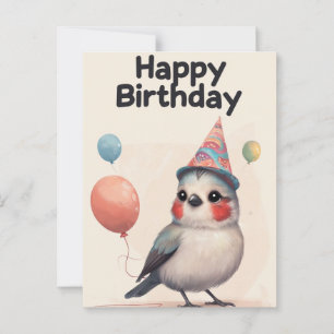 Postal Regalo divertido de cumpleaños con pájaro lindo y