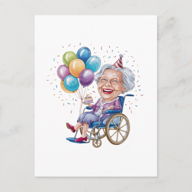 Postal Regalo divertido de cumpleaños para abuela anciana (Anverso)