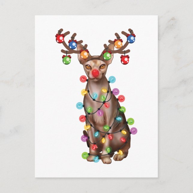 Postal Regalo divertido de Navidad para amantes de gatos  (Anverso)