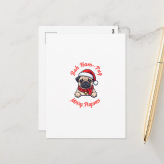 Postal Regalo divertido de Navidad para dueño de Pug gruñ