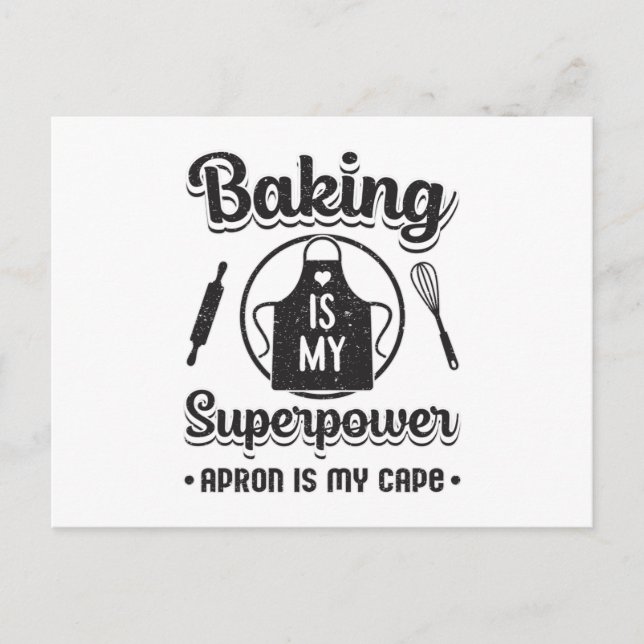 Postal Regalo divertido de panadería Baking Baker Superpo (Anverso)