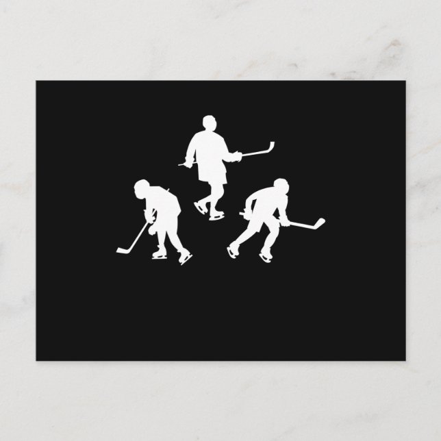 Postal Regalo fresco de silueta de jugador de hockey sobr (Anverso)