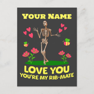 Postal Regalo Gótico de Esqueleto de Amor de Compañero de