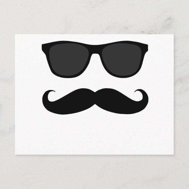 Postal Regalo humorístico de bigote negro y gafas de sol (Anverso)