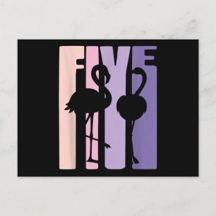 Postal Regalo lindo de cumpleaños número 5 soy Flamingo s