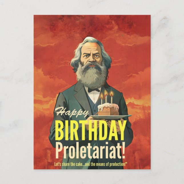 Postal regalo para amantes de la lectura de Karl Marx (Anverso)