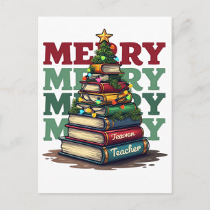 Postal Regalo para Maestro   Feliz Navidad Libros para Ma
