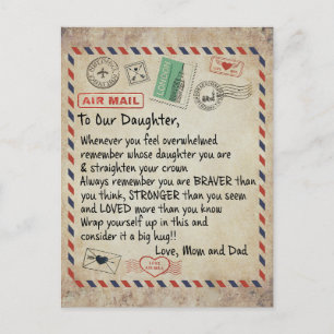 Postal Regalo para mi hija, carta de amor para nuestra hi