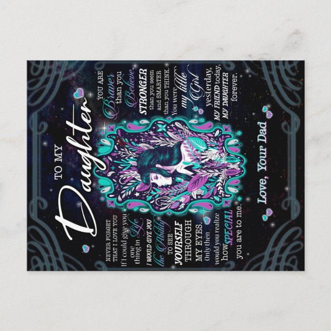 Postal Regalo para mi hija, Carta para hija de papá (Anverso)