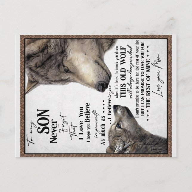 Postal Regalo para mi hijo, mamá y hijo, carta de amor pa (Anverso)