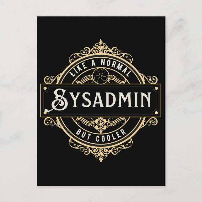 Postal Regalo para trabajo de Sysadmin - Negocio de Sysad (Anverso)