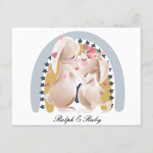 Postal Regalo personalizado de conejos de pareja linda Ar