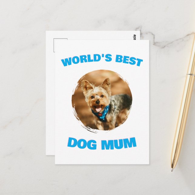 Postal Regalo personalizado mínimo mejor perro gato mamá  (Anverso/Reverso In Situ)