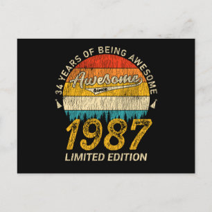 Postal Regalo Retro Increíble Cumpleaños 38 Años 1987 Par