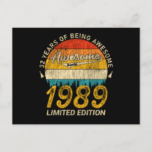 Postal Regalo Retro Increíble de Cumpleaños 36 Años 1989