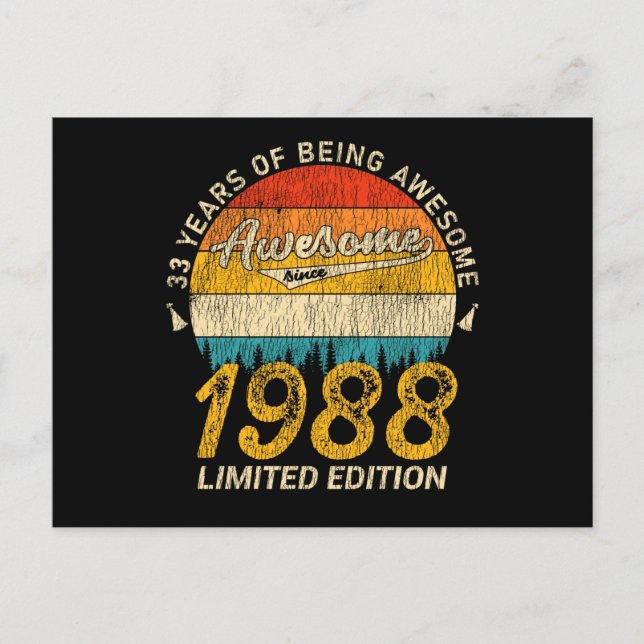 Postal Regalo Retro Increíble de Cumpleaños 37 Años 1988 (Anverso)