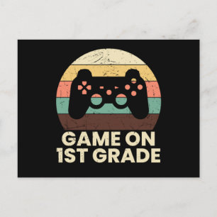 Postal Regalo Retro para Niños de Primer Grado Gamer Regr