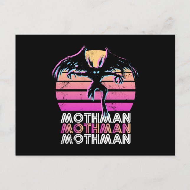 Postal Regalo temático Mothman Retro 80 (Anverso)