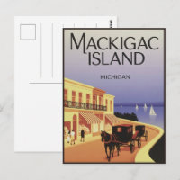Regalo vintage de Isla Mackinac Michigan con Flore