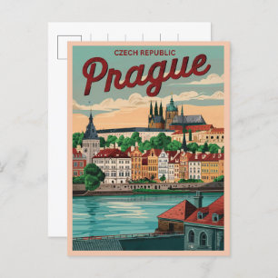 Postal regalo vintage de la ciudad de praga de la repúbli