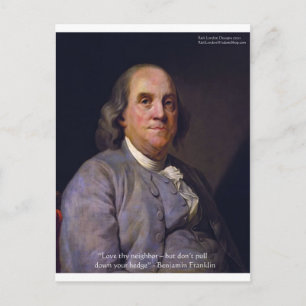 Postal Regalos con la cita de Ben Franklin "Ama a tu prój