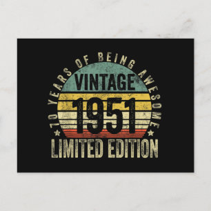 Postal Regalos de 70 años de edad Vintage 1951 Cumpleaños