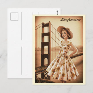 Postal Regalos de antiguo autobús en la carretera de San