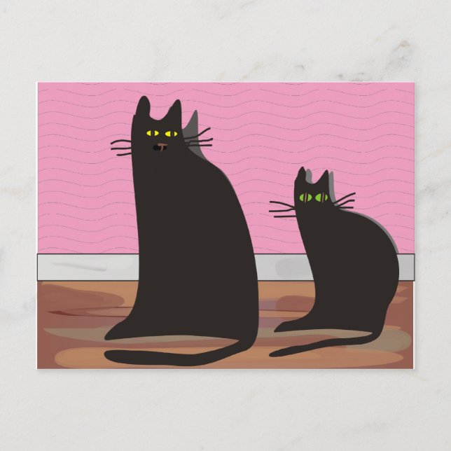Postal Regalos de arte de gato negro (Anverso)