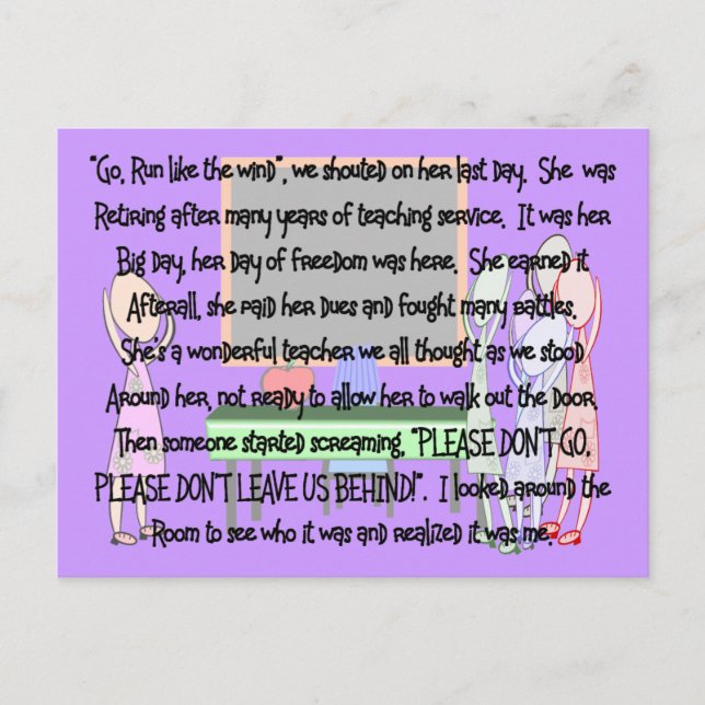 Postal Regalos de arte de historias de retiro de profesor (Anverso)