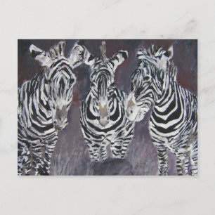 Postal regalos de arte de pintura de animales de cebra zo