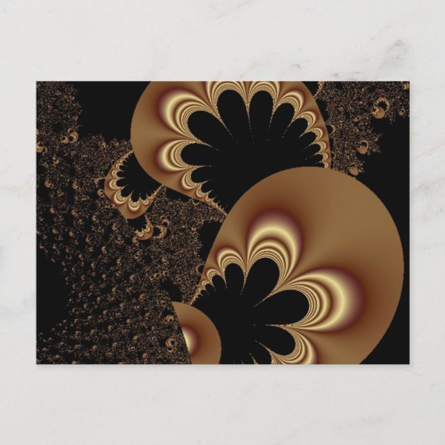 Postal Regalos de arte fractal en globo negro marrón (Anverso)