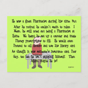 Postal Regalos de arte por historias de farmacéutico reti