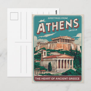 Postal regalos de Atenas capital vintage de Grecia