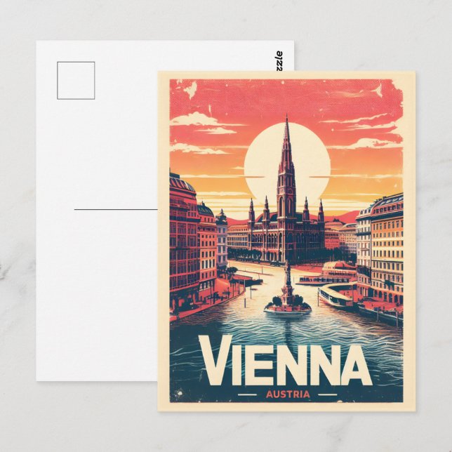 Postal Regalos de Austria de la ciudad de Viena Retro (Anverso / Reverso)