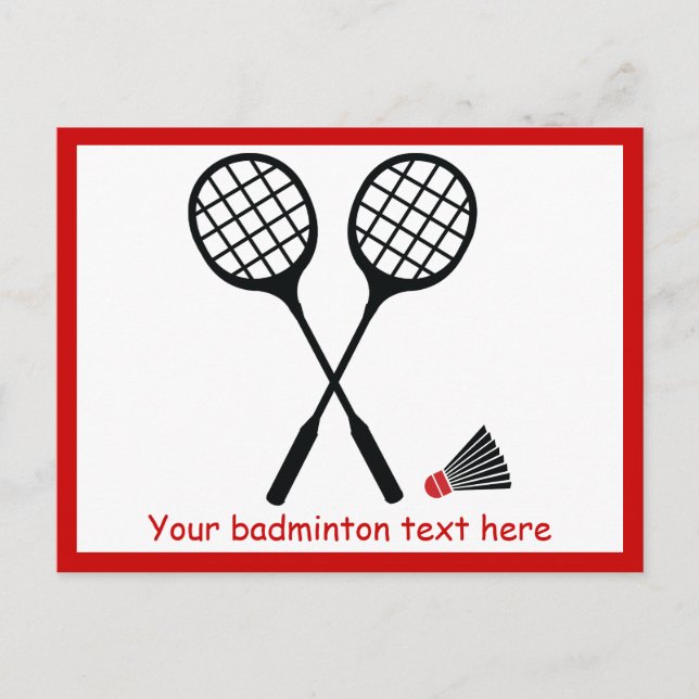 Postal Regalos de bádminton, personalizado de racquet y d (Anverso)