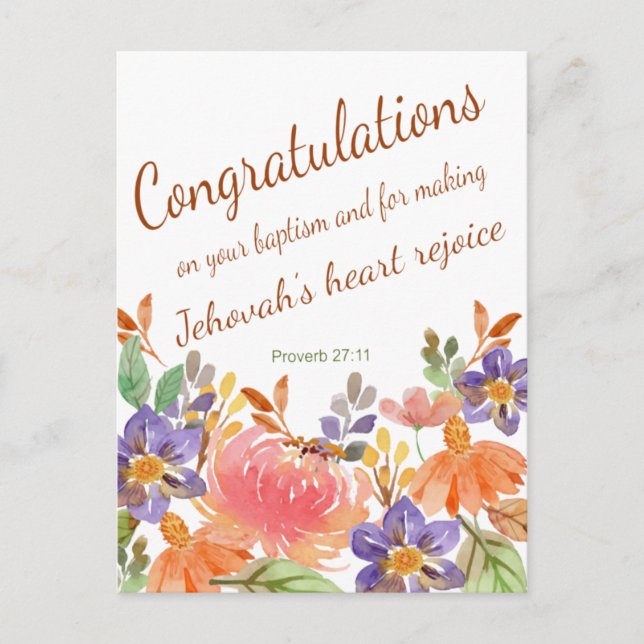 Postal Regalos de bautismo JW de Testigos de Jehová (Anverso)