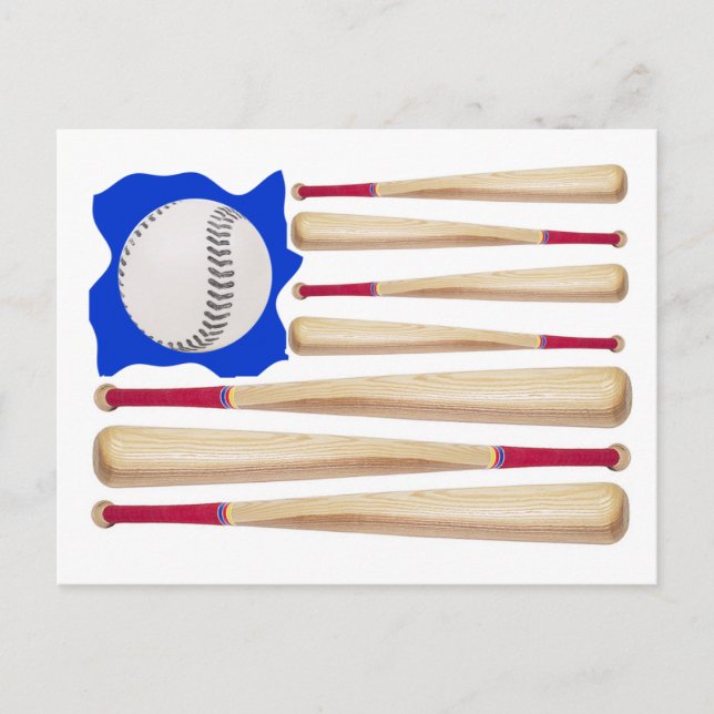 Postal Regalos de Béisbol con Bandera Americana (Anverso)