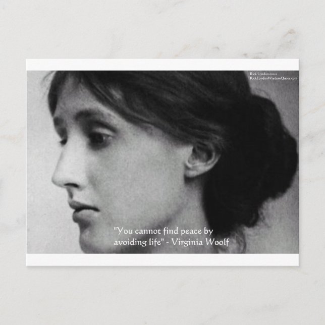 Postal Regalos de citas de sabiduría de Virginia Woolf "E (Anverso)