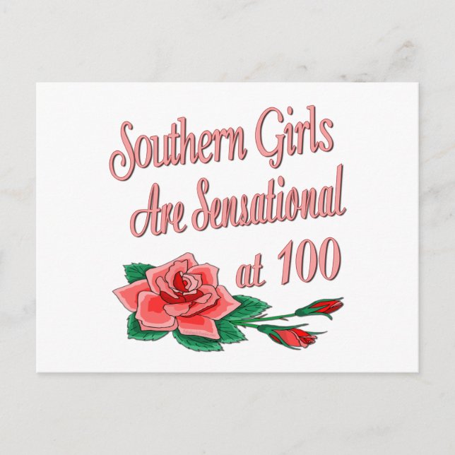 Postal Regalos de cumpleaños 100 para Chicas del sur (Anverso)