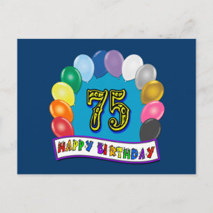 Postal Regalos de cumpleaños 75 con diseño de globos vari