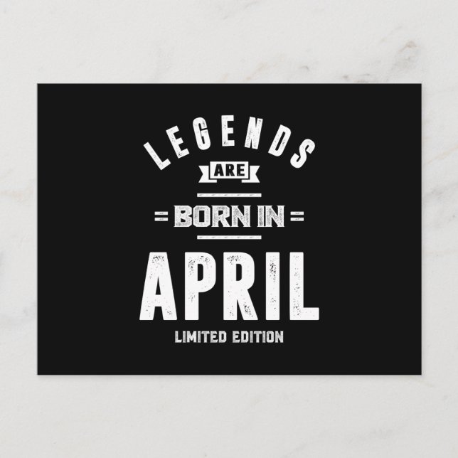 Postal Regalos de Cumpleaños de Abril Leyendas Nacidas en (Anverso)