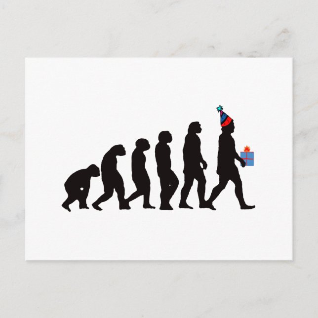 Postal Regalos de cumpleaños, ¡Evolución de fiesta! (Anverso)