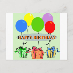 Postal Regalos de cumpleaños y balones
