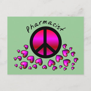 Postal Regalos de diseño de corazón y paz en farmacia