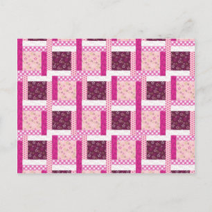 Postal Regalos de diseño de edredón de patchwork morado r