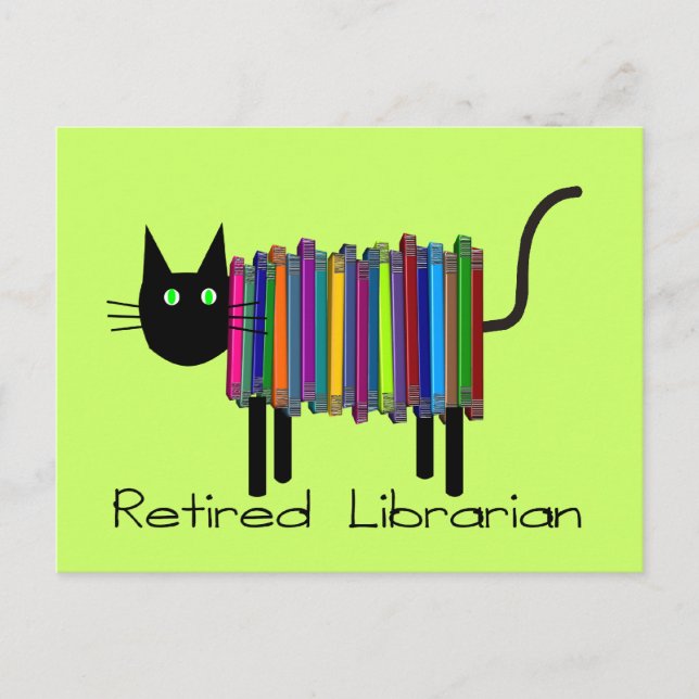 Postal Regalos de gatos de libros bibliotecarios retirado (Anverso)
